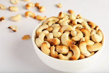 Tasty appetizer snack  roasted and salted cashew nuts,