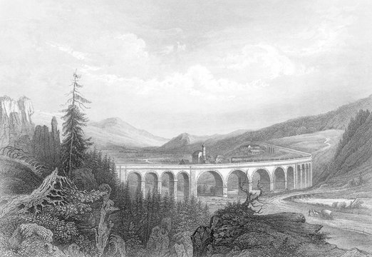 Viaduct over the Semmering  Austria. Date: circa 1840