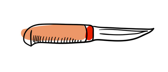 Knife of hunter hand drawn icon isolated on white background vector illustration. Northern ethnic culture element vector illustration.