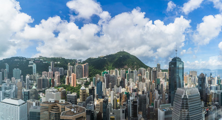 aerial view of Hong Kong apartment block in China.