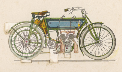 French motocyclette. Date: circa 1909