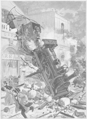 Train crash  Montparnasse  France. Date: 1895