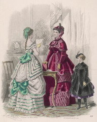 Fototapeta premium Quilted Red Dress 1868. Date: 1868