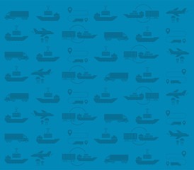 Background texture Transported volume of goods icons. Shipping delivery transportation logistics.
