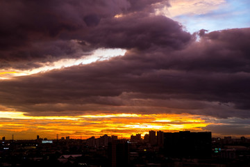 Beautiful view in sunset and dramatic sky