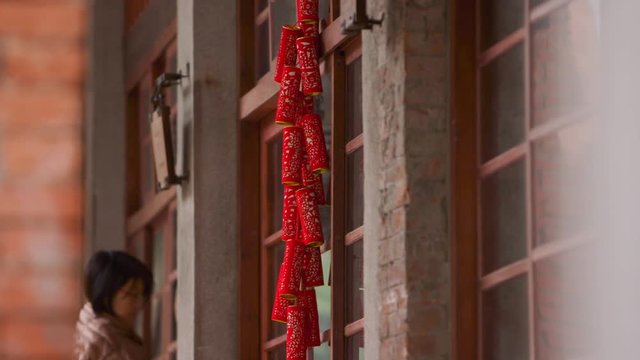 Traditional Chinese decorative elements in Bopiliao Historical Block, a historical street in Taipei's old Wanhua District, Taiwan.