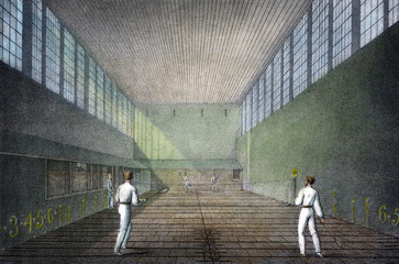 Real Tennis at Lord's. Date: circa 1860