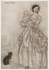 Mother - Baby - Cat - 1905. Date: 1905