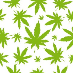 Cannabis or marijuana leaves seamless pattern. Vector illustration.