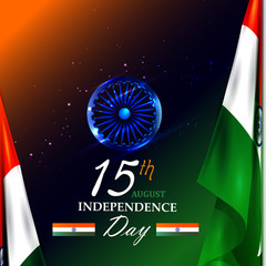 Ashoka Chakra on Happy Independence Day of India background