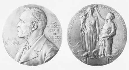 Alfred Nobel Medal. Date: 1833 - 1896 - obrazy, fototapety, plakaty