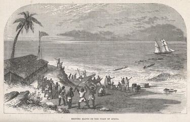 Slavery - Africa. Date: 1865 - obrazy, fototapety, plakaty