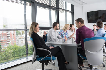 Group of young people meeting in startup office