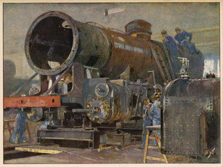 Fototapeta na wymiar Rail Construction German. Date: 1911