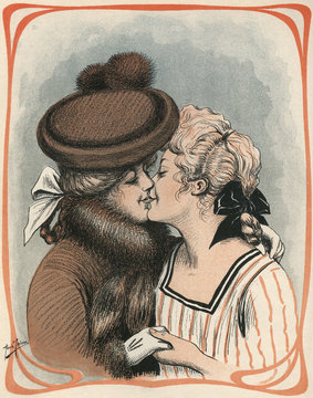 Two Women Kiss. Date: 1904