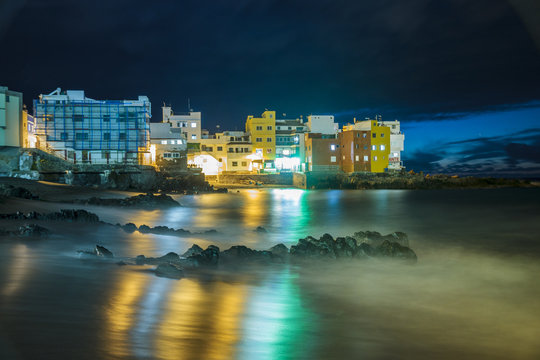 Playa Jardin.Puerto de la Cruz, Spain.night photography