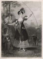 A young Queen Victoria  practising archery.