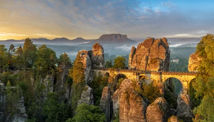 Foto op Plexiglas De Bastei Brug De Bastei-brug, Nationaal Park Saksisch Zwitserland, Duitsland