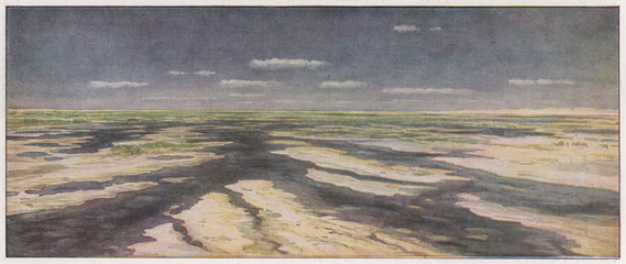 Typical landscape on the planet Mars. Date: circa 1930