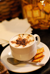 Cup of coffee and biscuits