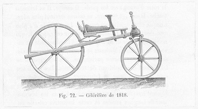 Celerifere bicycle. Date: 1818