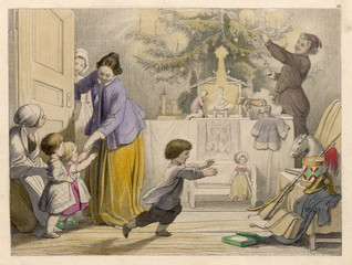 Presents from Tree. Date: 1852 - obrazy, fototapety, plakaty