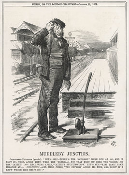 Rail - Uk - Accident Cartoon. Date: 1872