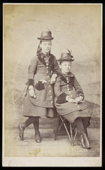 Costume - Sisters circa 1870. Date: circa 1870