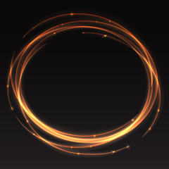  trace of light on black background. Flash of glowing sparks, glowing line of flight, magical glowing stars. Blurred lines neon effect, glow dust. Abstract the vortex trail, the lights in motion