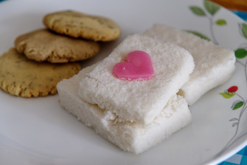 white korean rice cake and cookies