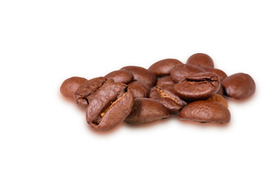 Coffee beans isolated on white background with clipping path.