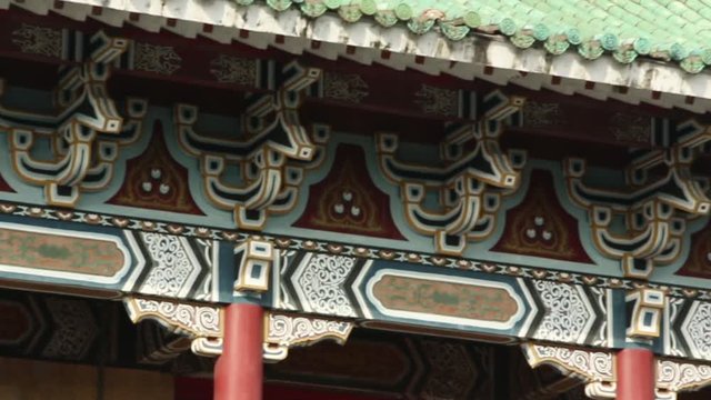 Details of the colorful roof of Taipei South Gate in Taiwan. This gate is also known as the Lizheng Gate or simply Nanmen.