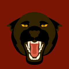 black Panther face  vector illustration style Flat  side front