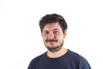 Fototapeta premium Portrait of man with smile on face and Disheveled hair