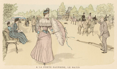 Fototapeta na wymiar Raising Hat Paris. Date: 1890