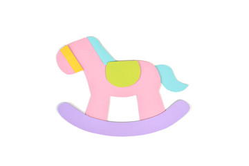 Rocking horse paper cut on white background - isolated