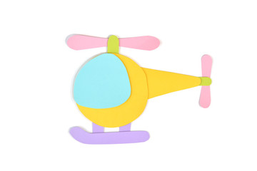 Helicopter paper cut on white background - isolated
