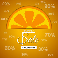Sale orange banner summer design template vector illustration eps 10