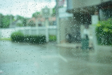 Droplet  on Glass door  outside window
