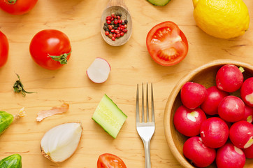 Variety of vegetables for salad