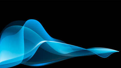 blue wavy lines on a black background