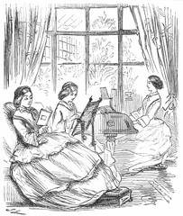 Traditional female accomplishments. Date: 1858