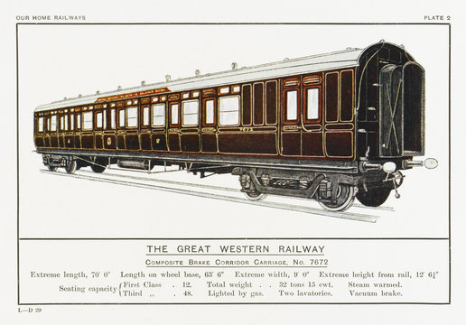 Gwr Corridor Carriage. Date: circa 1910
