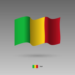 Fototapeta premium Mali flag. Official colors and proportion correctly. High detailed vector illustration. 3d and isometry. EPS10