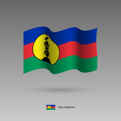 New Caledonia flag. Official colors and proportion correctly. High detailed vector illustration. 3d and isometry. EPS10