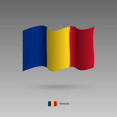 Romania flag. Official colors and proportion correctly. High detailed vector illustration. 3d and isometry. EPS10