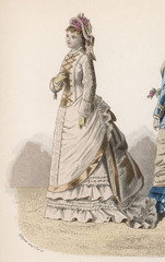 Fototapeta na wymiar History of Fashion 1875. Date: 1875