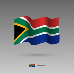 South Africa flag. Official colors and proportion correctly. High detailed vector illustration. 3d and isometry. EPS10
