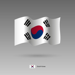 South Korea flag. Official colors and proportion correctly. High detailed vector illustration. 3d and isometry. EPS10