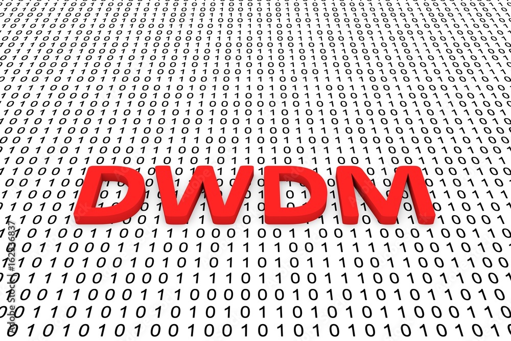 Poster dwdm in the form of binary code, 3d illustration